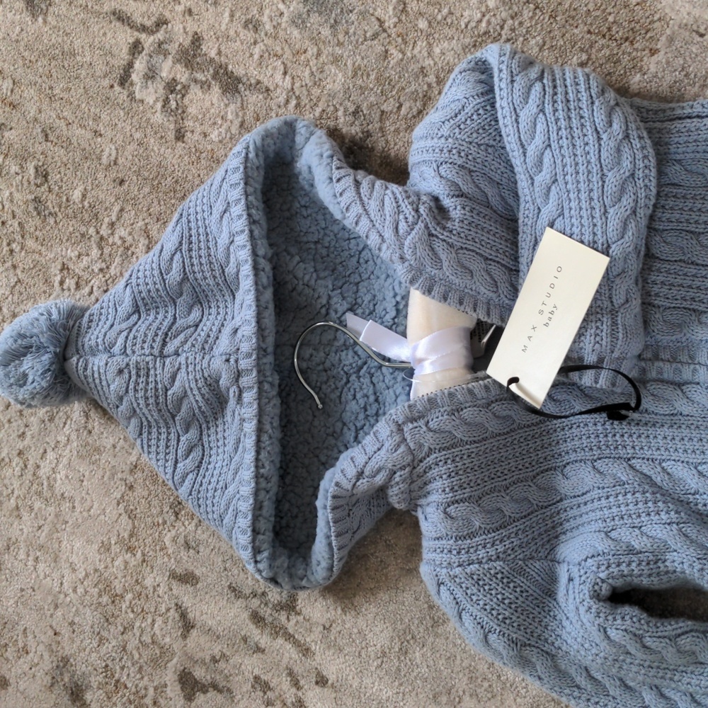 Max Studio Baby NWT Light Blue Sweater Romper - Size 3-6 months